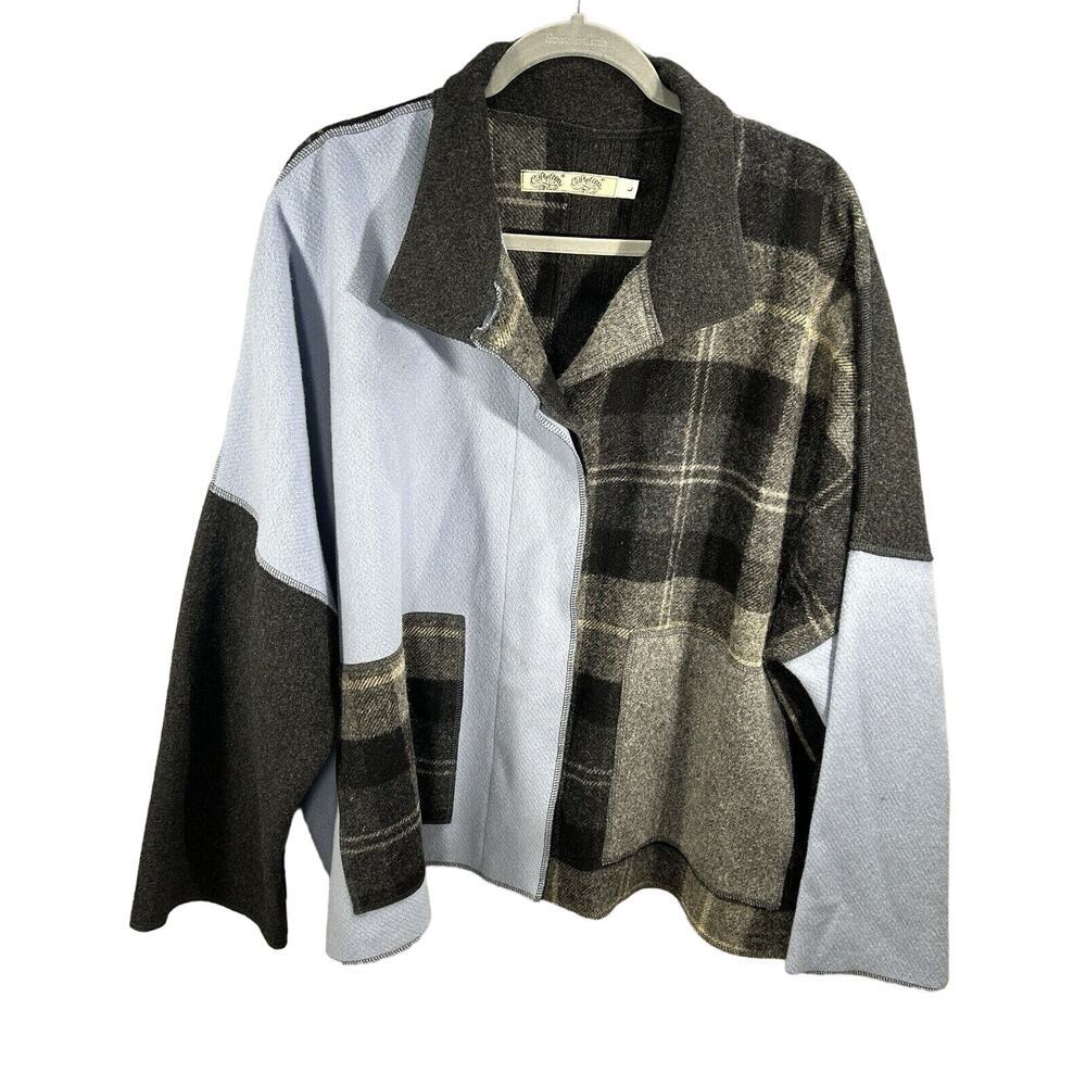 Cameleon Vintage Jacket Women Large Patchwork 100% Wool Blend Buttom Pockets USA